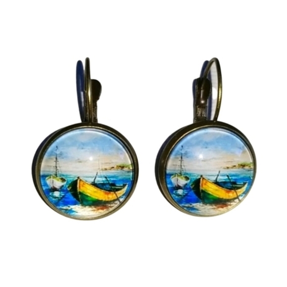 Handcrafted Boat Earrings - Picture 1 of 4
